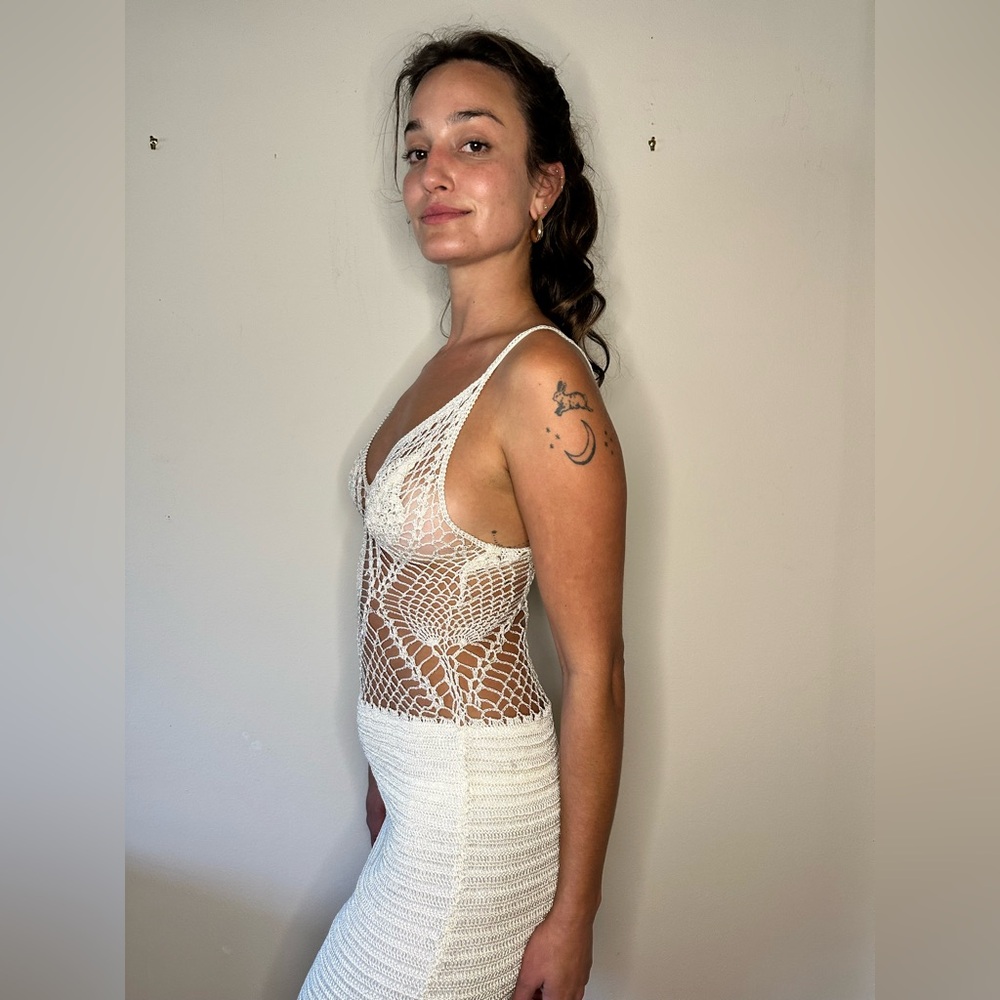 Vintage 90s crochet shell bust, mermaid, sexy dress
